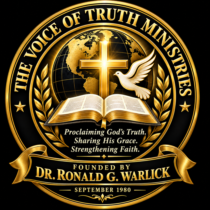Official seal of The Voice of Truth Ministries, founded by Dr Ronald G. Warlick in September 1980